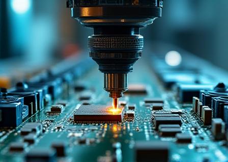 高精度組み立てロボットのクローズアップ