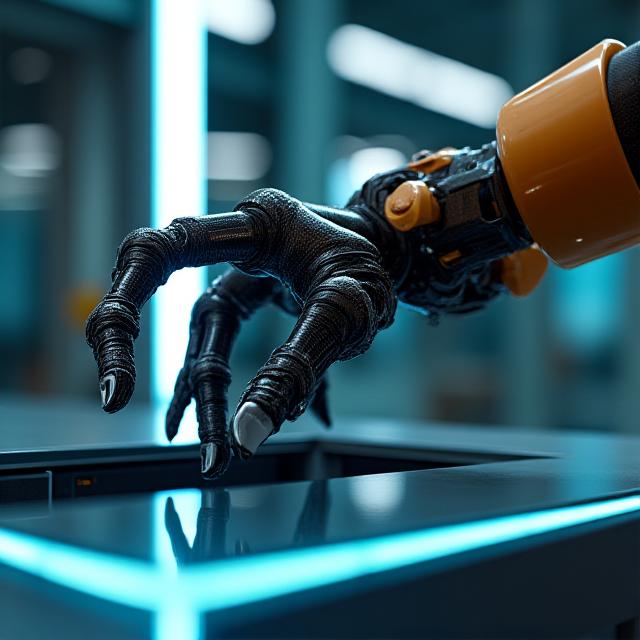 精密な動作をする産業用ロボットアーム